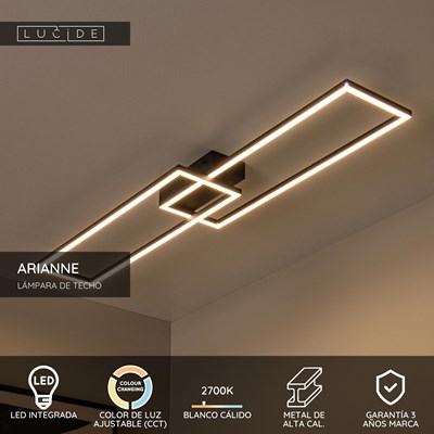 Lucide ARIANNE - Lámpara de techo - LED - CCT - 1x23W 2700K/4000K - Negro